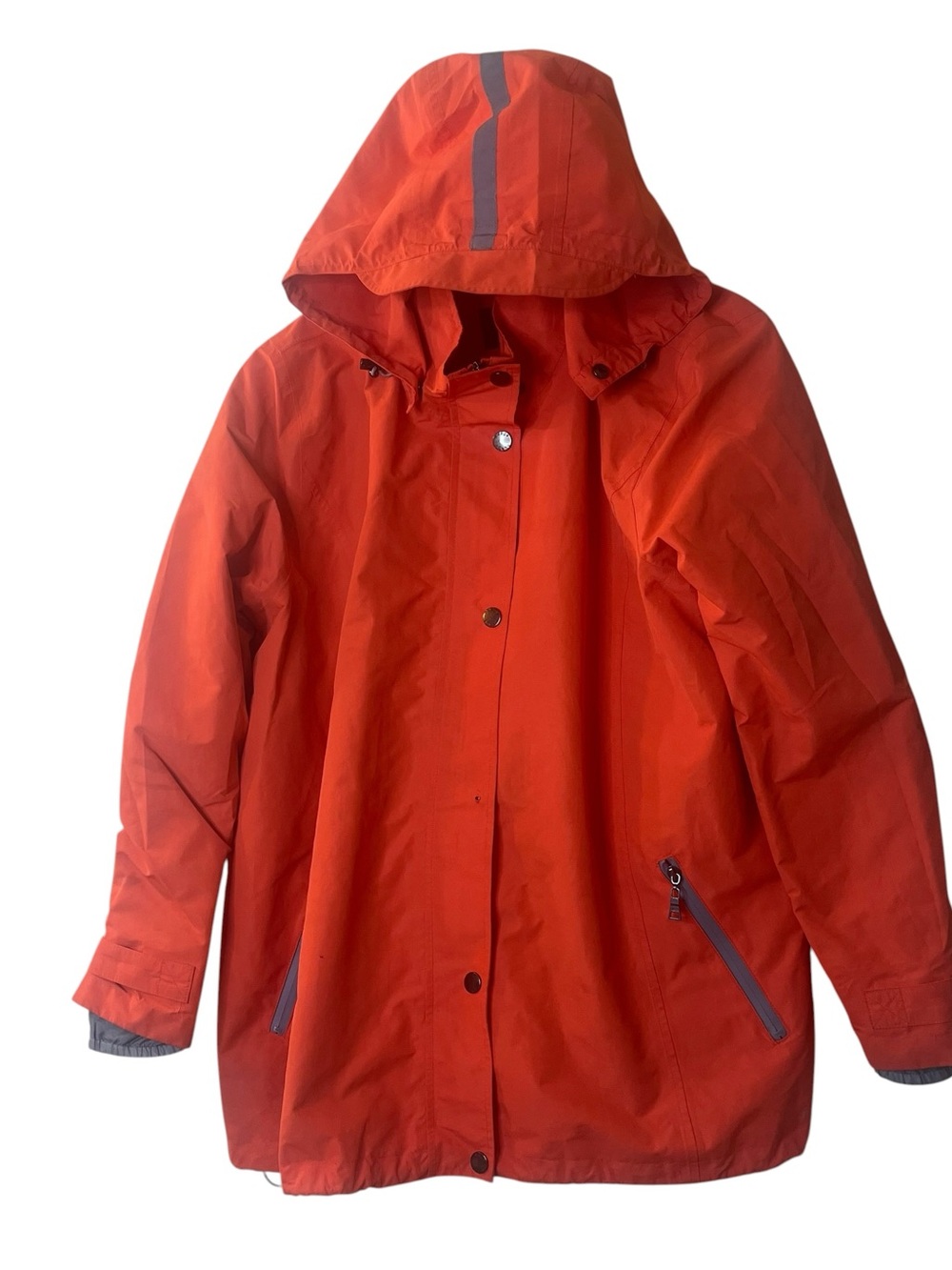 Nuage Bright Orange Hooded Raincoat — Waterproof Hooded Jacket Sz 1X